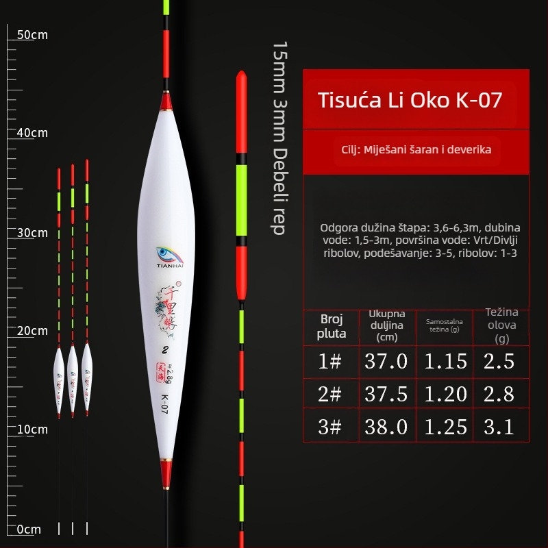 Vertikalni drift plovci za ribolov — Telepathy, kompozitni materijal