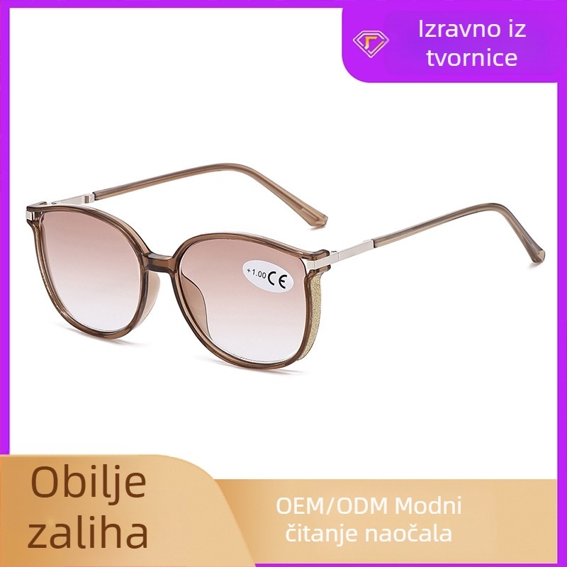 Progresivne naočale za čitanje, velike okrugle okvire od PC-a i UV zaštita leća.