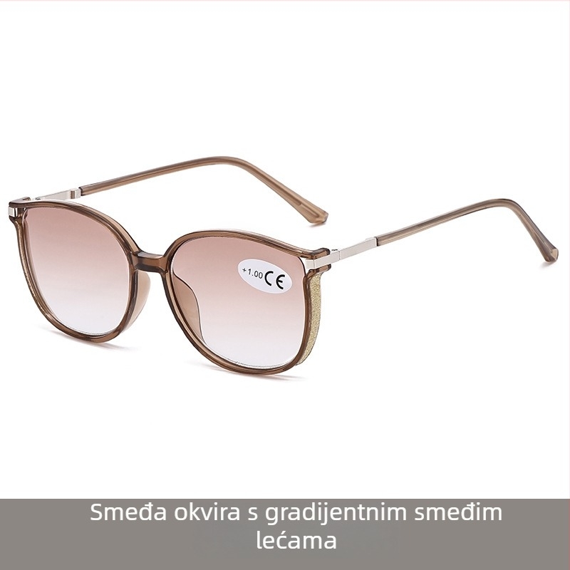Progresivne naočale za čitanje, velike okrugle okvire od PC-a i UV zaštita leća.