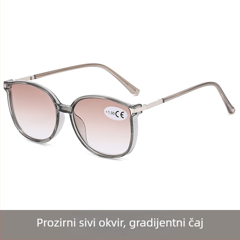 Progresivne naočale za čitanje, velike okrugle okvire od PC-a i UV zaštita leća.