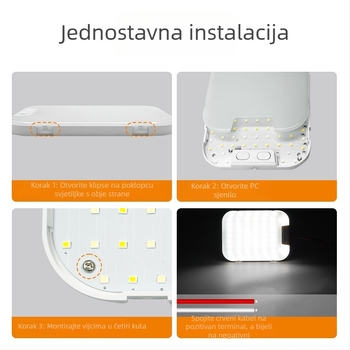 RV unutarnje svjetlo, ultra jaka svjetla kabine i krovnog prostora, universalno za tricikle, model FC20, materijal ABS+PC+LED; snaga 6W; napon 12V