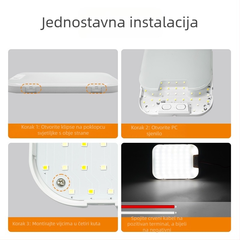 RV unutarnje svjetlo, ultra jaka svjetla kabine i krovnog prostora, universalno za tricikle, model FC20, materijal ABS+PC+LED; snaga 6W; napon 12V