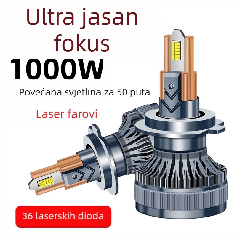 Auto LED far H7 sa šest cupričnih cijevi, 12V, visoka svjetlina, integrirani visok i nizak snop