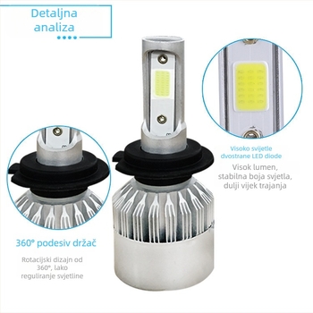 Laser LED prednja svjetla za automobile, trostrano koncentrirana prednja svjetla, 12V, aluminijska legura, univerzalna kompatibilnost (H1/H7/H4/9005/9006/9012)