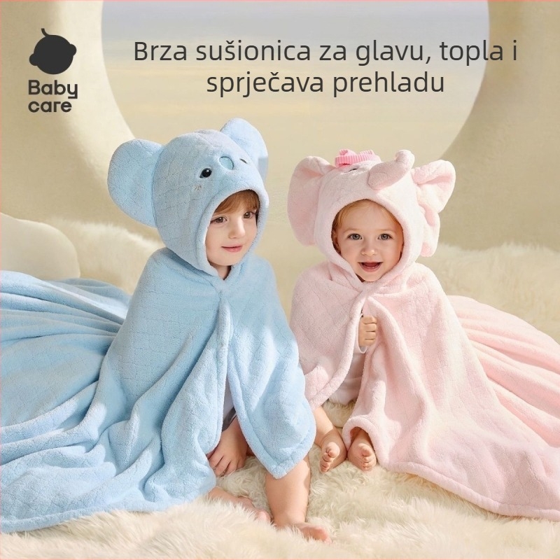 Dječji ručnik za kupanje s kapuljačom, topli flis, poliester, 8-nitno vlakno, 300–400 g, životinjski uzorak