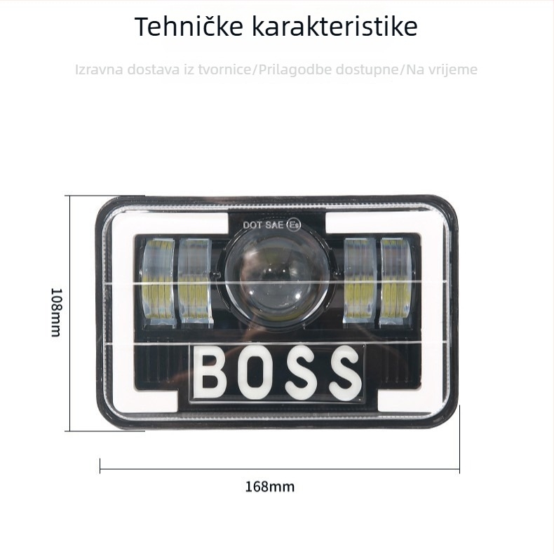 LED kvadratno radno svjetlo za terenska vozila, 60W, 12V, 5000lm, IP67, kućište od lijevanog aluminija