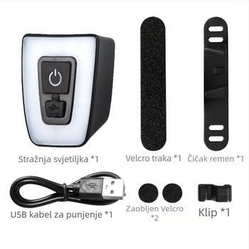 Stražnja svjetiljka za bicikl s USB punjenjem, vodootporna, treperi, prijenosna, svjetlo za kacigu