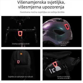 Stražnja svjetiljka za bicikl s USB punjenjem, vodootporna, treperi, prijenosna, svjetlo za kacigu