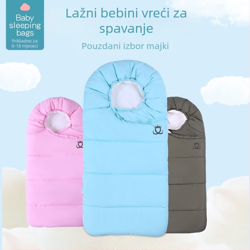 Dječji spavaći vreć za jesen-zimu, wrap stil, flis podstava, punilo od perja, jednofarbna