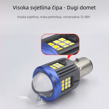 Motocikl LED reflektor, aluminijsko kućište s lećom, univerzalno 12–85 V, 1000 lm, dizajn čeličnog topa sa svih strana