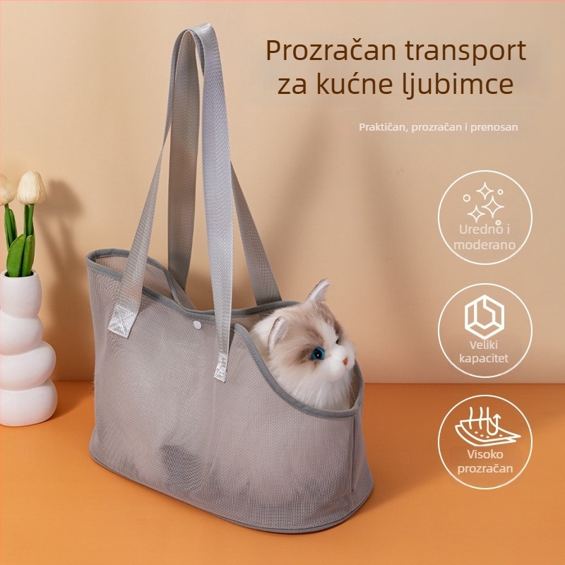Torba za kućne ljubimce preko ramena, jednostavan dizajn, prozračna mreža, Teslin materijal, 500 g