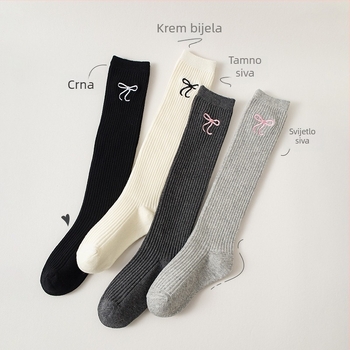 Dječje čarape iznad koljena, jacquard pletene, od combed pamuka, unisex, dugi tubusi