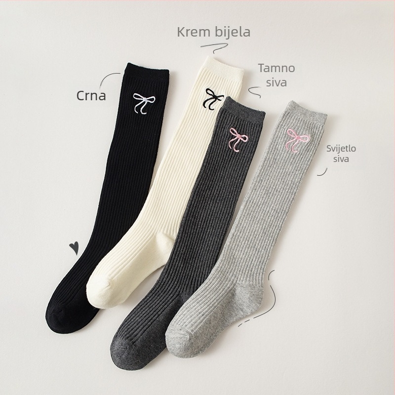 Dječje čarape iznad koljena, jacquard pletene, od combed pamuka, unisex, dugi tubusi