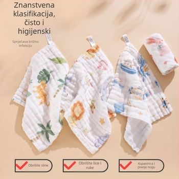 Dječja krpa za pljuvačke od čistog pamuka za novorođenčad, karikaturalni uzorak, 95% pamuka, vodootporna i otporna na prljavštinu