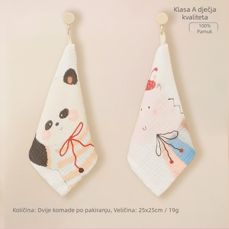 Elsie Dječji gazasti ručnik za lice – 32 niti, češljana pređa, jacquard/obična tkanina, 19 g, upijanje vode 0–5 s