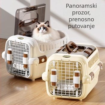 Torba za prijevoz mačaka i malih pasa sa skylight prozorom, automobilno montirana, prijenosna kućica za zečeve — PP/ABS; Nosivost do 7,5 kg; Čvrsta konstrukcija
