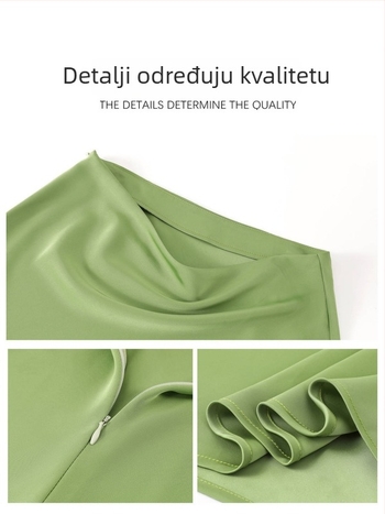 Saten suknja s A-linijom, poliester, ljetni model 2025
