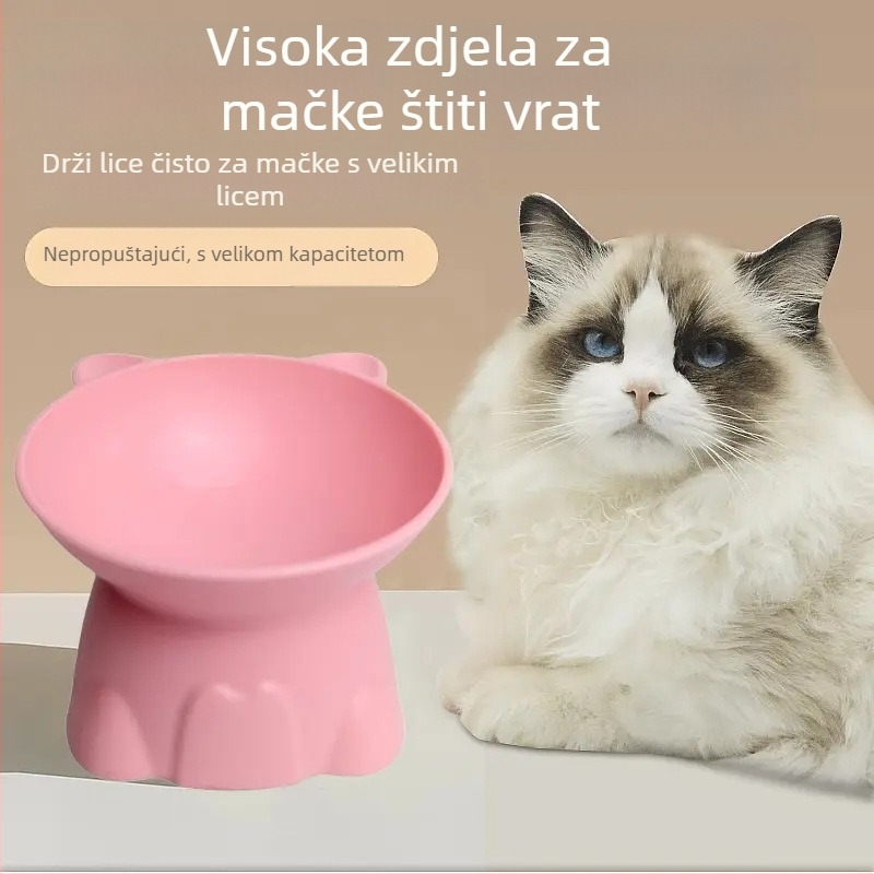 Plastična posuda za hranu i vodu za kućne ljubimce s protiv prevrtanja, visoko postavljena noga i zaštita vrata, za mačke i pse