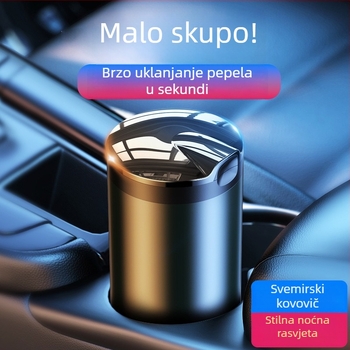 Automobilski pepelnjak s poklopcem i LED svjetlom, aluminijska legura, model CZ-YHG, 180 g, za unutarnji prostor auta