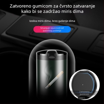 Automobilski pepelnjak s poklopcem i LED svjetlom, aluminijska legura, model CZ-YHG, 180 g, za unutarnji prostor auta