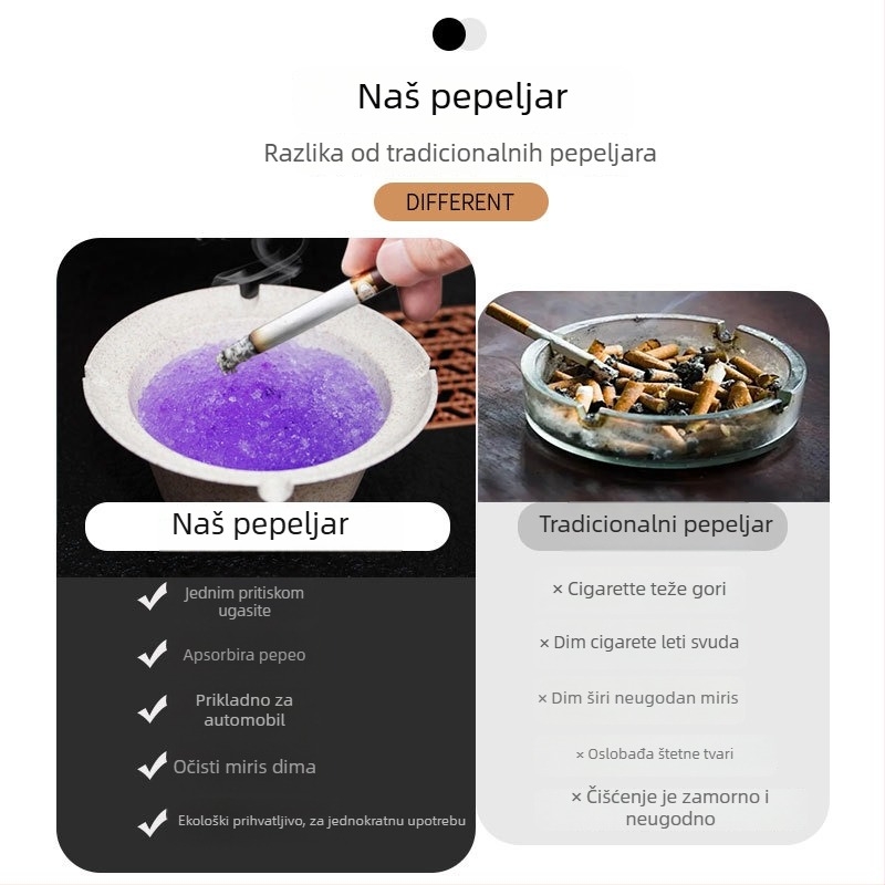 Pepeljak za auto od plastike, protiv rasipanja pepela, visokokvalitetan dojam, prilagodljiv logotipu