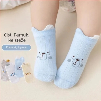 Prozračne pamukaste dječje čarape s dizajnom malih ušiju, srednje dužine, prugastog uzorka, za proljeće i jesen, unisex, za bebe i mališane (80–100 cm)