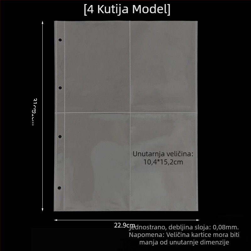 Album za kartice s prilagodljivim stranicama i ispisom logotipa, PP unutarnje stranice