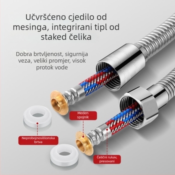 Nerđajući čelični tuš šip s priključcima, model BNL-JM-GS1, nominalni tlak 0.03, radna temperatura 0–75°C, montaža navojem