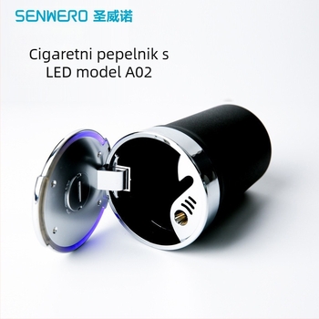 Pepeljara za auto s LED osvjetljenjem, otporna na visoke temperature, višefunkcionalna, model A02