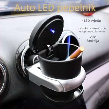 Automobilska pepeljara s visokom otpornošću na plamen, s poklopcem i osvjetljenjem, model BS-1283, 120 g, brend Hundred trees