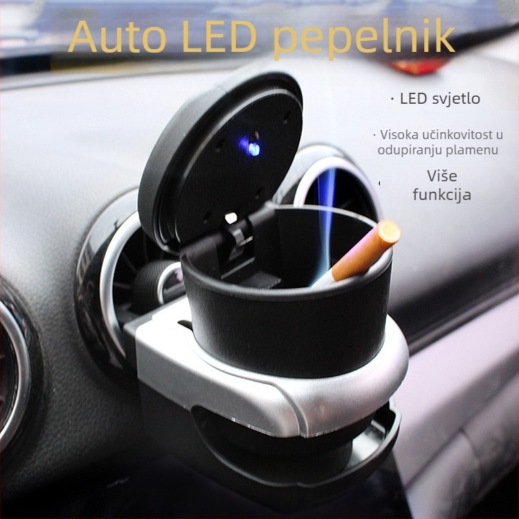 Automobilska pepeljara s visokom otpornošću na plamen, s poklopcem i osvjetljenjem, model BS-1283, 120 g, brend Hundred trees