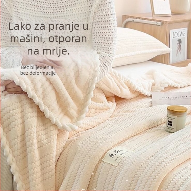 Ćebe od ovčje vune, dvostruki koralni pliš, 800–1000 g, zimska upotreba