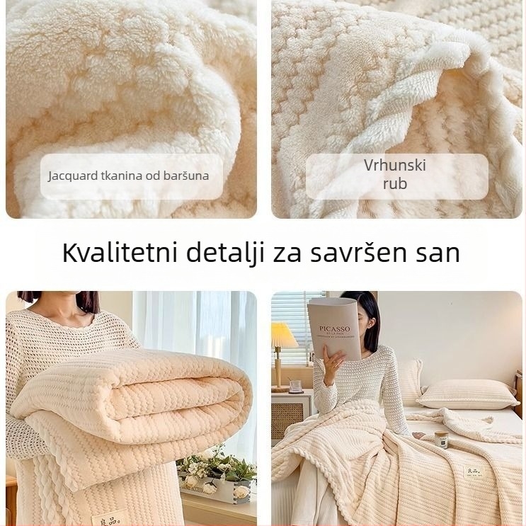 Ćebe od ovčje vune, dvostruki koralni pliš, 800–1000 g, zimska upotreba