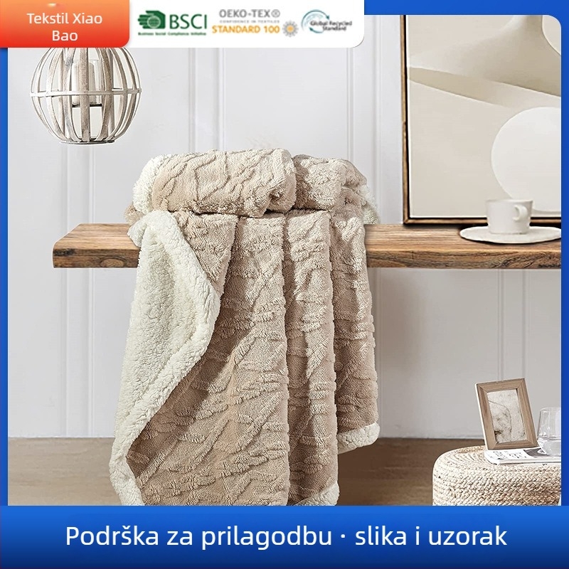 Prilagođena deka od koralnog flisa — dvostrana, zimska upotreba, poliester, geometrijski uzorak
