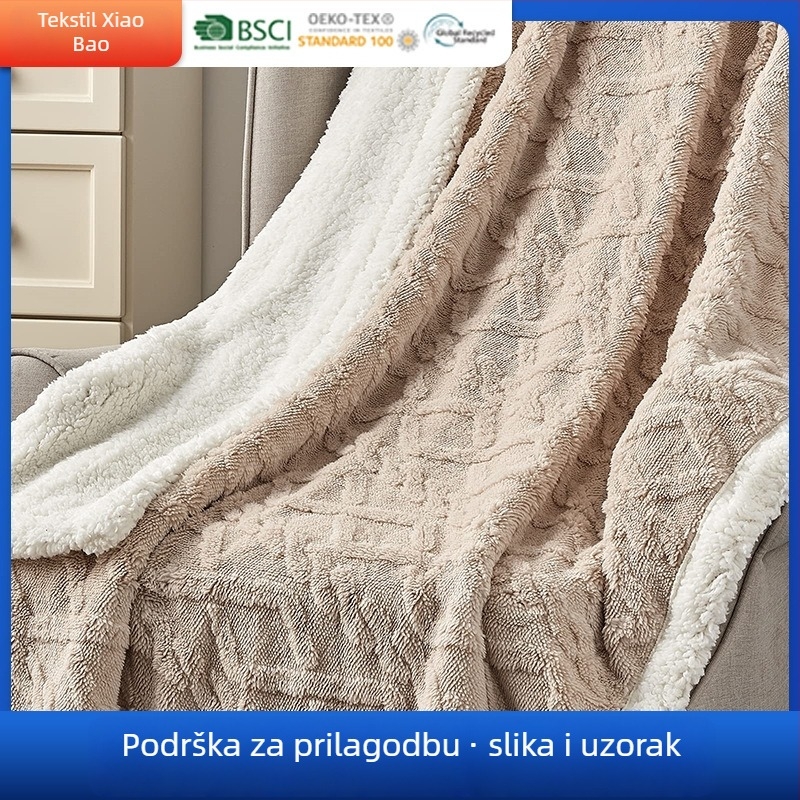 Prilagođena deka od koralnog flisa — dvostrana, zimska upotreba, poliester, geometrijski uzorak