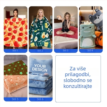 Personalizirana jastučnica i deka s otiskom lika, toplinska transferta, poliester, koralni flis, zimska upotreba, prilagodljivo