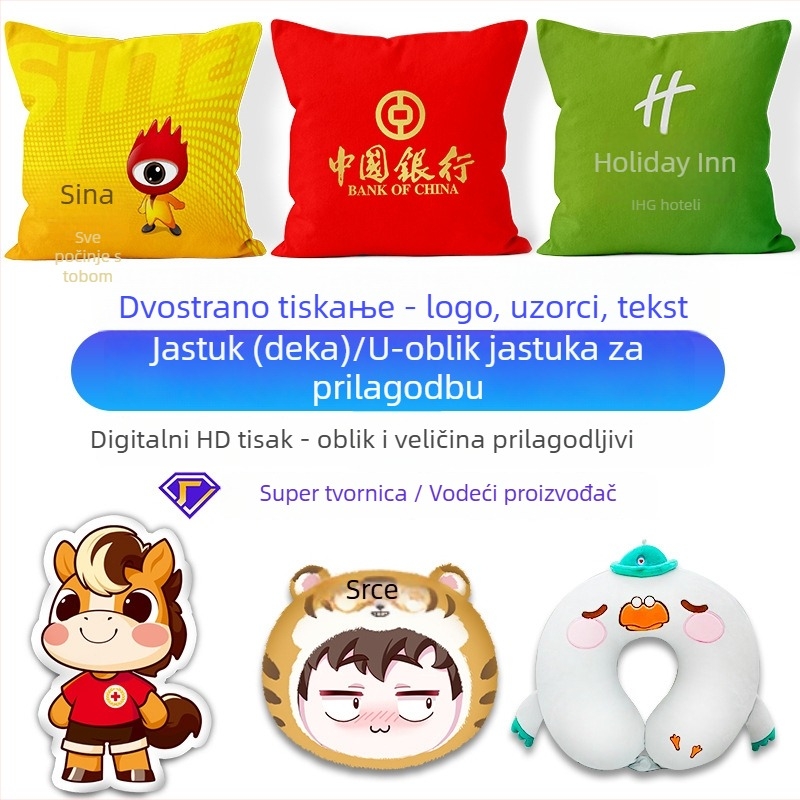 Prilagođena jastučnica s pamukastim navlakom, PP pamuk punjenje, uzorak prema crtežima, vez, digitalna tisak
