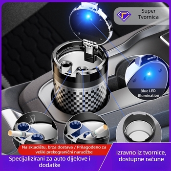 Weiyis auto pepelnjak, višestruka funkcionalnost, s zatvorenim poklopcem, sprječava rasipanje pepela, za auto/domu/ured, 128 g