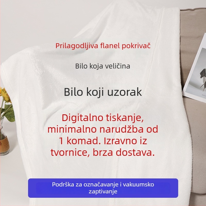 Prilagodljiva flanel deka s dvostrukom digitalnom tisku — poliesterska vlakna, ispod 300 g, pogodno za sve sezone, nordijski stil