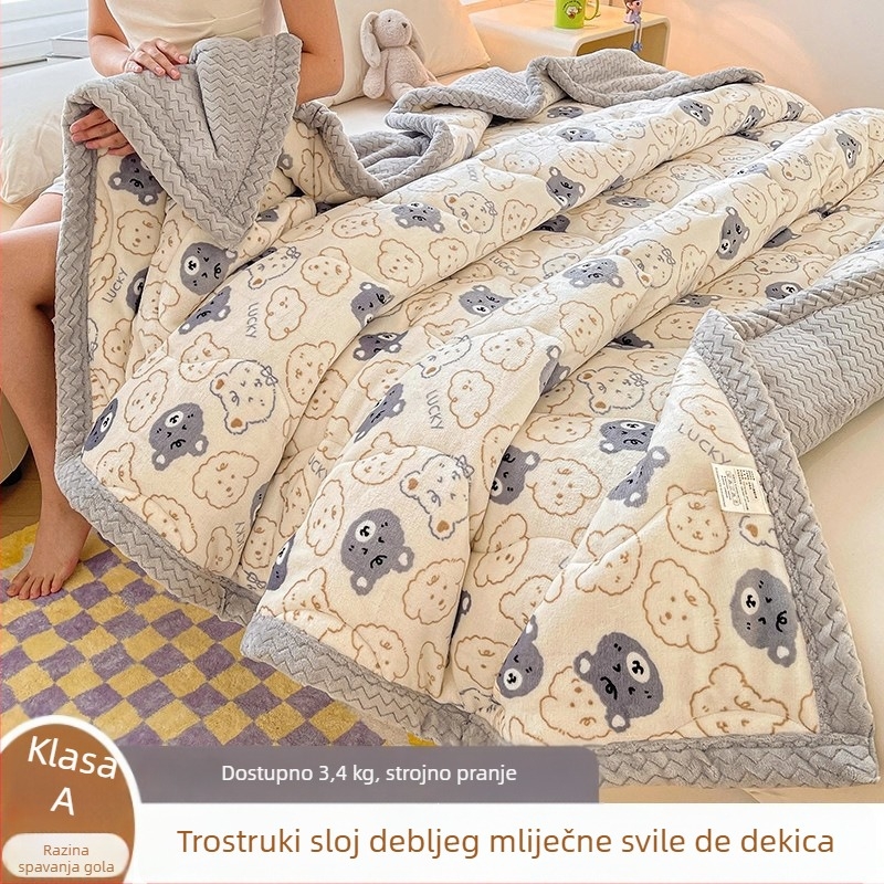 Deka od koralnog pliša za krevet, poliester, zimska debljina, moderan minimalistički stil