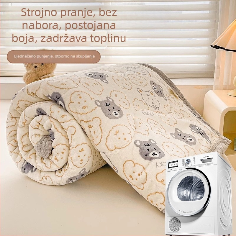 Deka od koralnog pliša za krevet, poliester, zimska debljina, moderan minimalistički stil