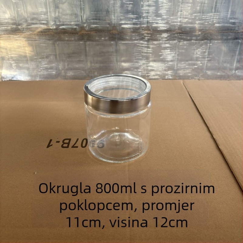 Staklena četvrtasta posuda za skladištenje s čvrstim poklopcem za čaj i suhe namirnice — podrijetlo Shandong; stil moderna jednostavnost
