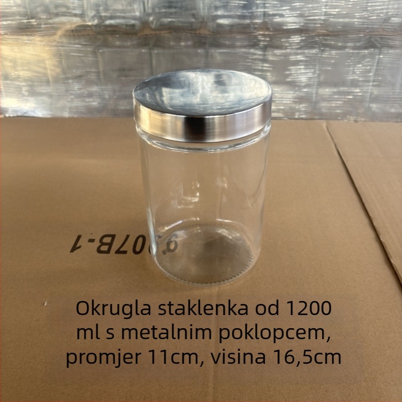 Staklena četvrtasta posuda za skladištenje s čvrstim poklopcem za čaj i suhe namirnice — podrijetlo Shandong; stil moderna jednostavnost