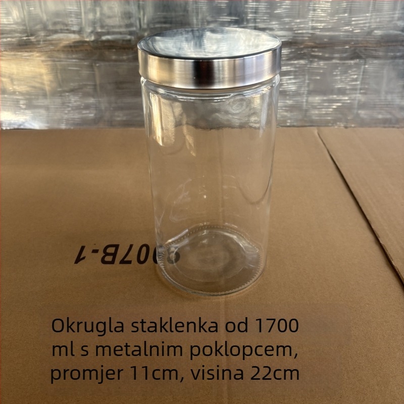 Staklena četvrtasta posuda za skladištenje s čvrstim poklopcem za čaj i suhe namirnice — podrijetlo Shandong; stil moderna jednostavnost