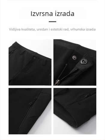 Muške zimske casual hlače ravnog kroja od najlona/elastana 88/12, vodootporne, otporne na vjetar, s pojasom, zatvaračem i višestrukim džepovima