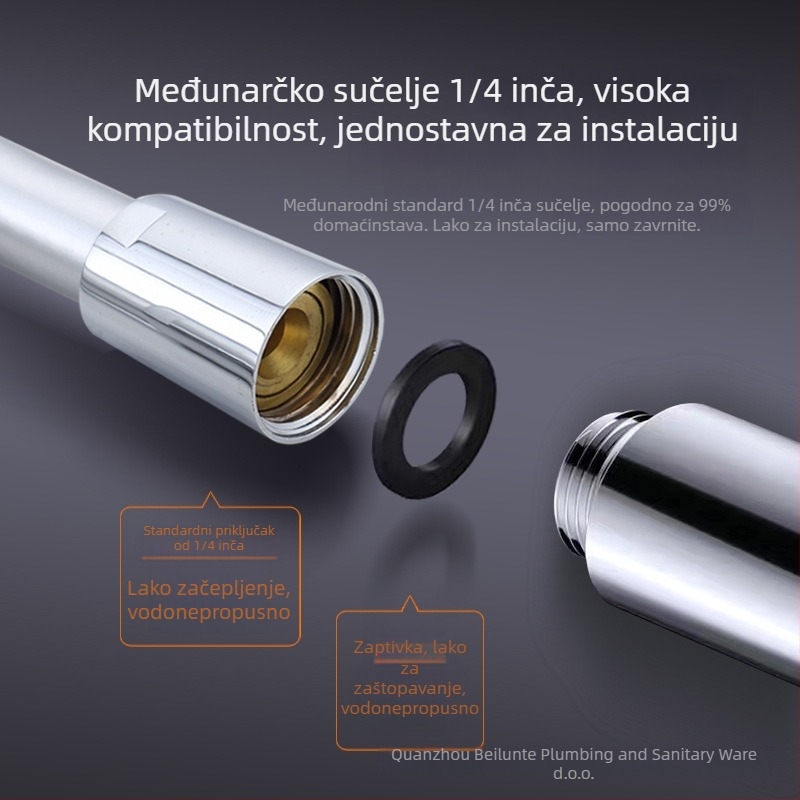 PVC univerzalni tuš šlauf s dizajnom protiv zaplitanja, model BL-8001, spiralno spojeno