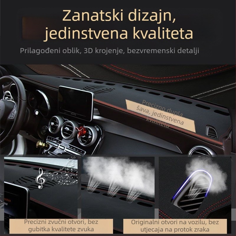 Kožni anti-refleksijski mat za ploču instrument tablice Mitsubishi Outlander – zaštita od sunca i UV, tisak logotipa