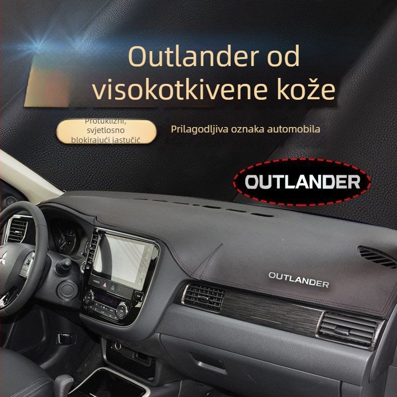 Kožni anti-refleksijski mat za ploču instrument tablice Mitsubishi Outlander – zaštita od sunca i UV, tisak logotipa