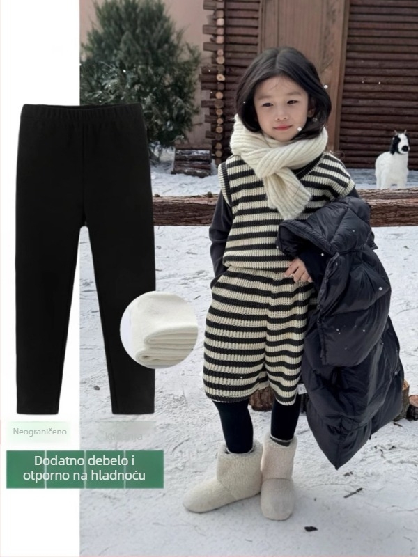 Dječje tajice s fleece podstavom, korejskog stila, 100% pamuk, srednje visoki pojas, meka površina