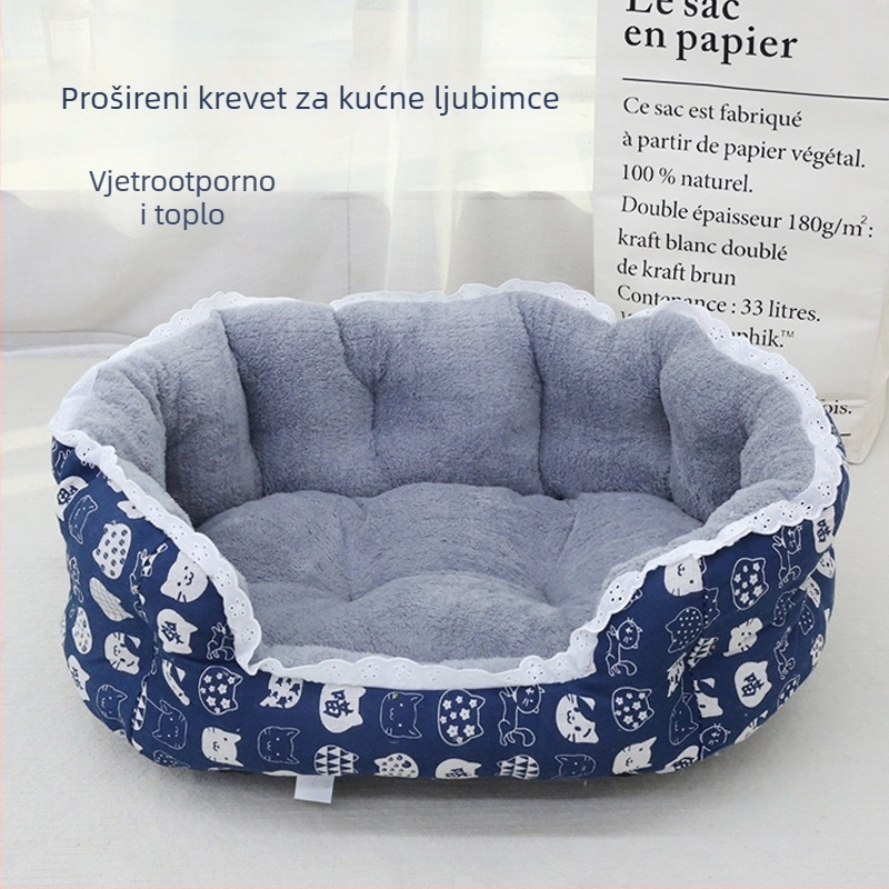Podignuto leglo za kućne ljubimce, otporan na vjetar za pse i mačke, toplo, veliko čipkasto gnijezdo za mačke